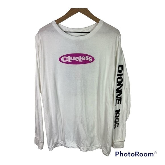 Clueless Tops - Clueless "Dionne" White Graphic Long Sleeve Tee Sz L